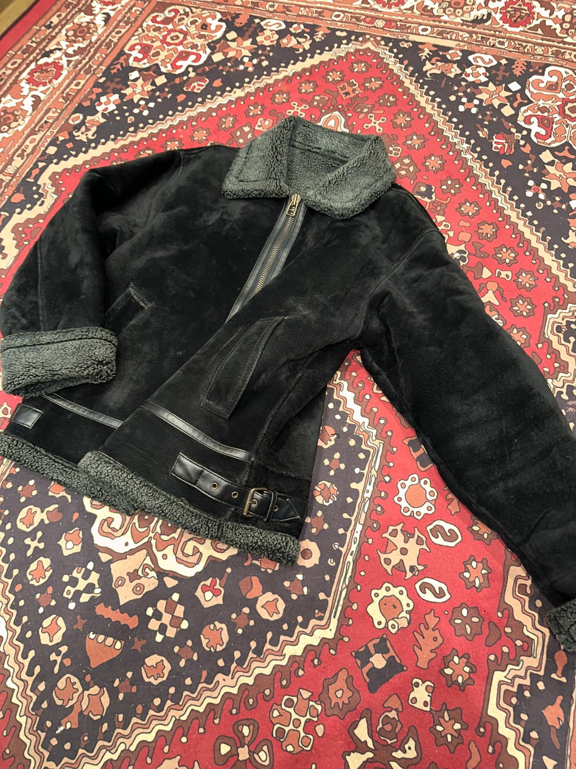 ( L-XL ) 스웨이드 무스탕 양가죽무스탕 가죽자켓 봄버자켓 b3 상품이미지6