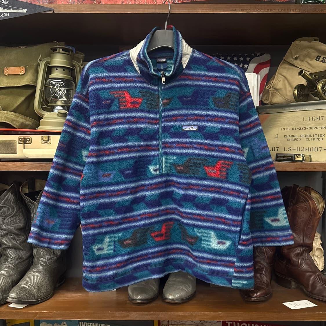 90s 파타고니아 네이티브 패턴 신칠라 하프 집업 풀 오버 플리스 상품이미지1