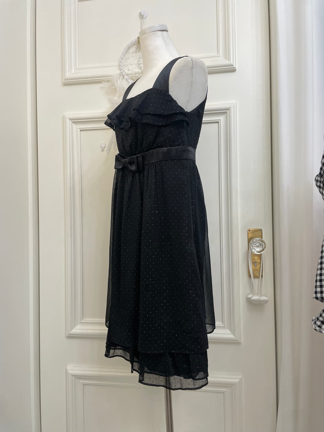 black twinkle dot ruffle bow cute opc 상품이미지2