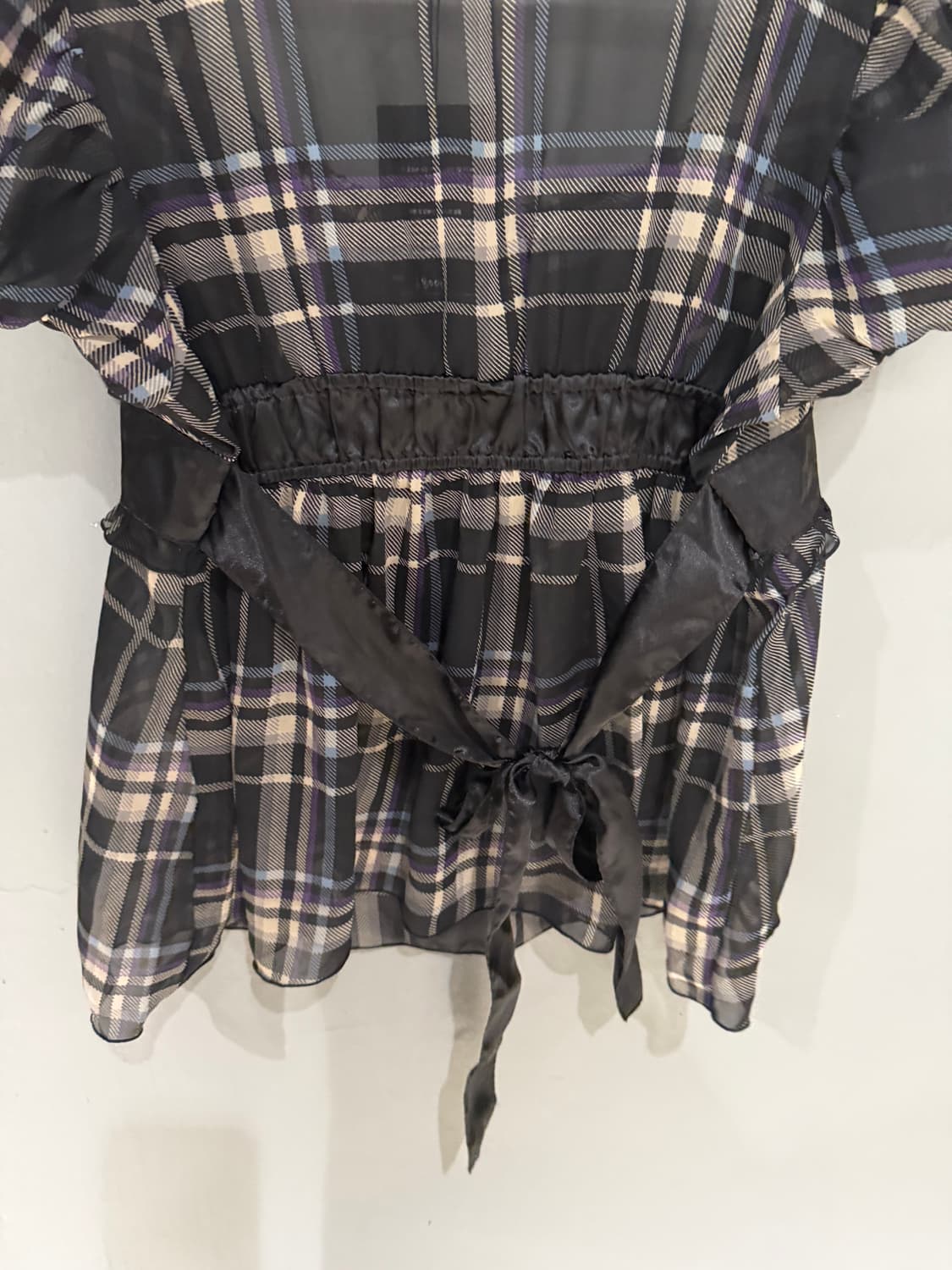 puff sleeve see-through check top 상품이미지9
