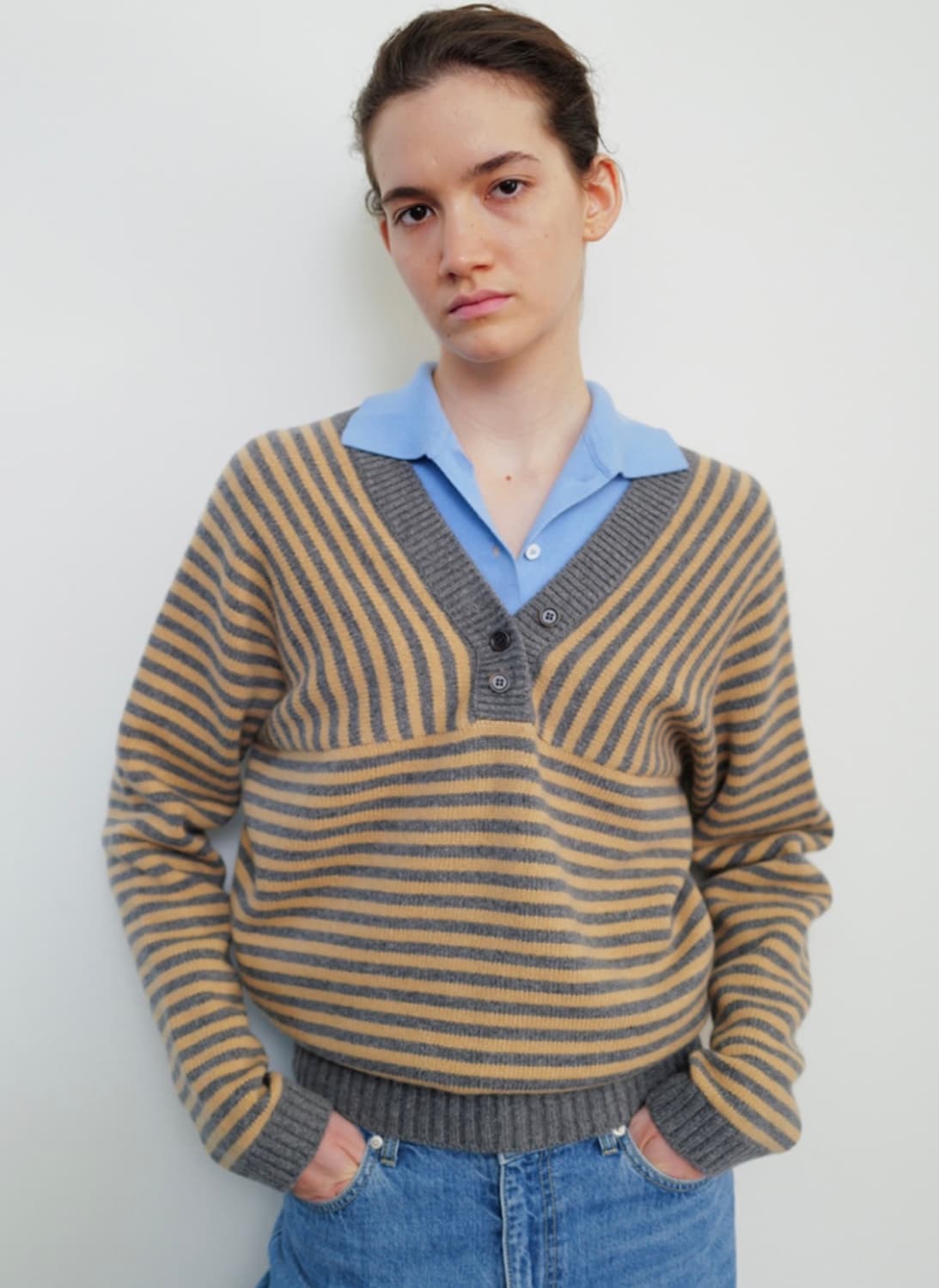 문달 스트라이프 니트 Tar Stripe Knit in beige 상품이미지1