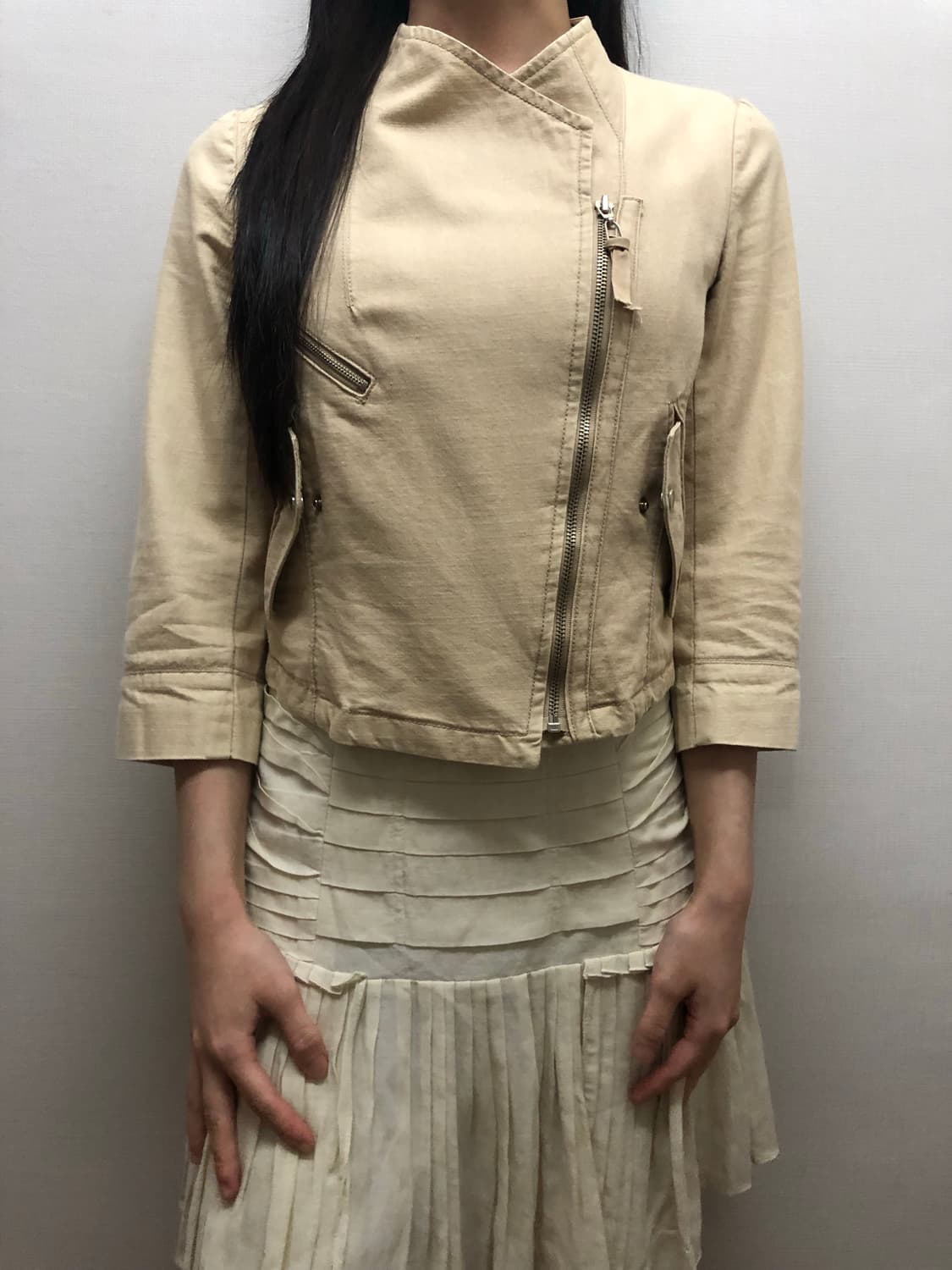 빈티지 베이지 펑크 코튼 자켓 상품이미지4