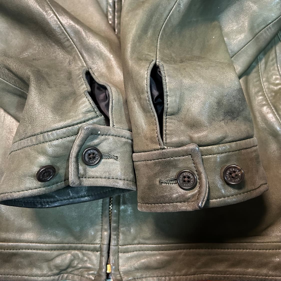 [XL] 90s 폴로 랄프로렌 맥스웰 레더자켓 올리브 그린  상품이미지7