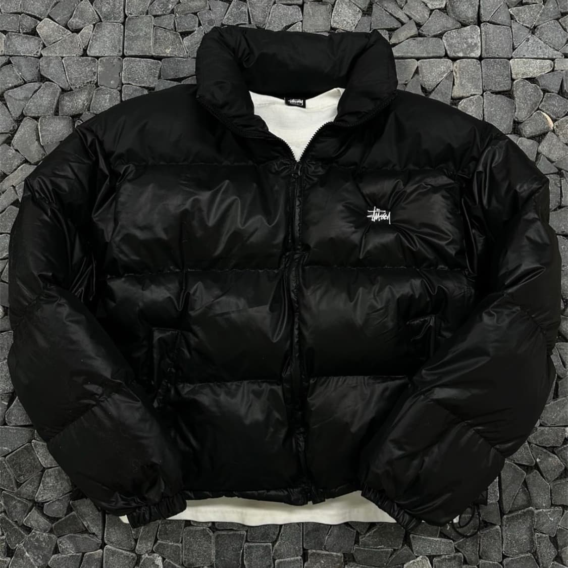 스투시 블랙 톤온톤 패딩 L 상품이미지3