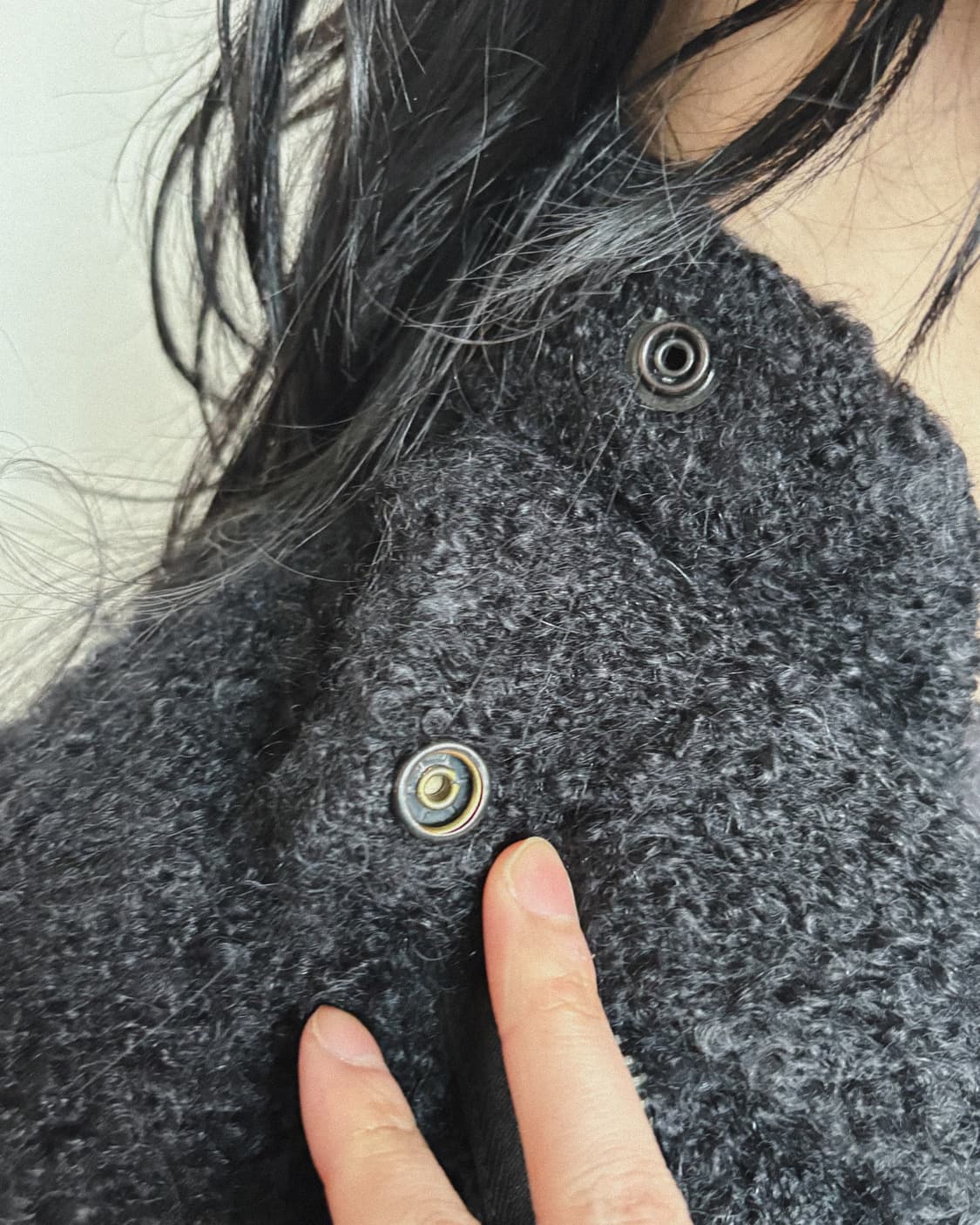 rare* 릭오웬스 사선지퍼 하이넥 모헤어 레더슬리브 코트 상품이미지5