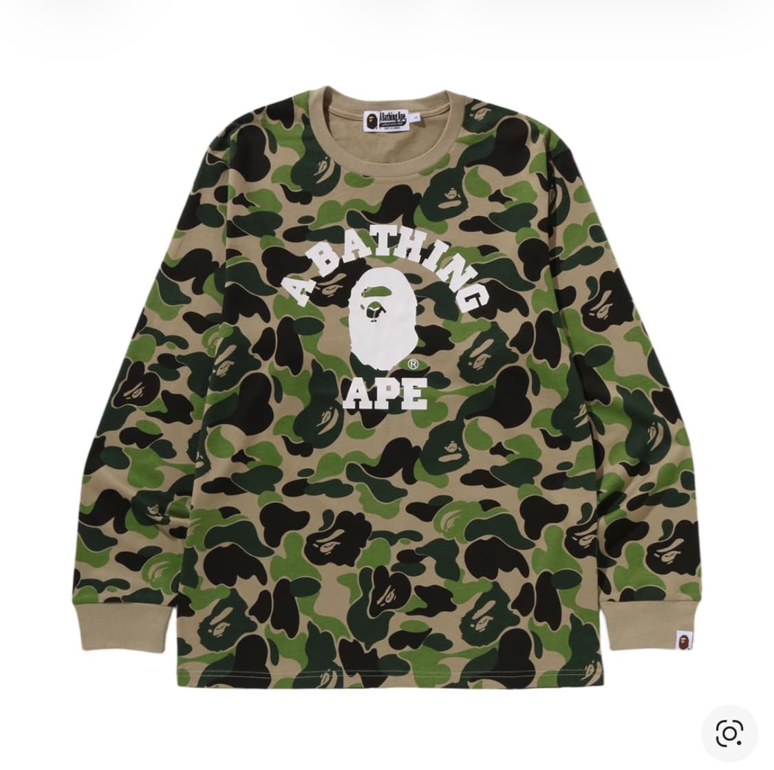 베이프 117 ABC 카모 컬리지 롱슬리브 티셔츠 그린 상품이미지1
