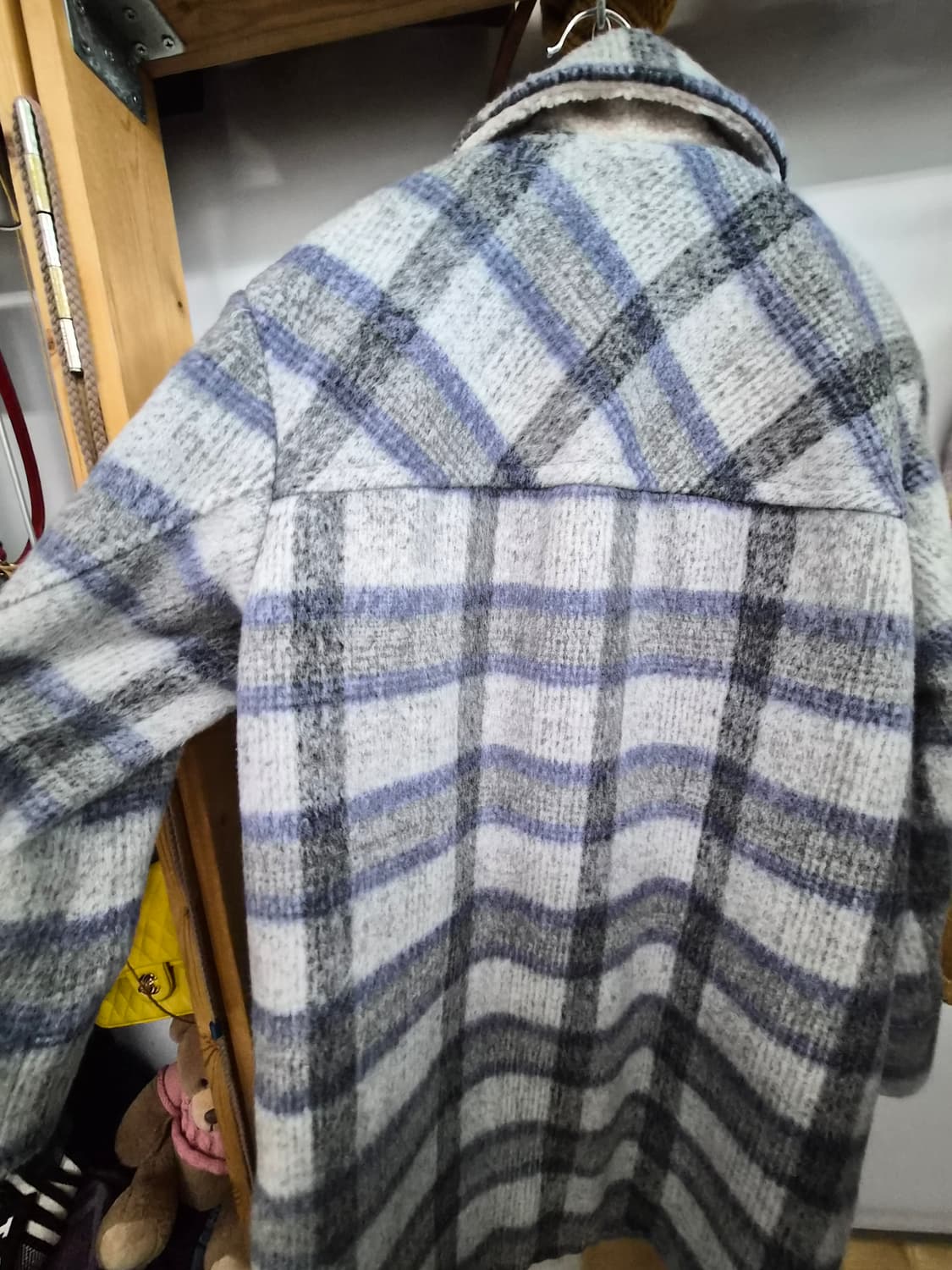 보브 뽀글 체크셔츠 코트 상품이미지7