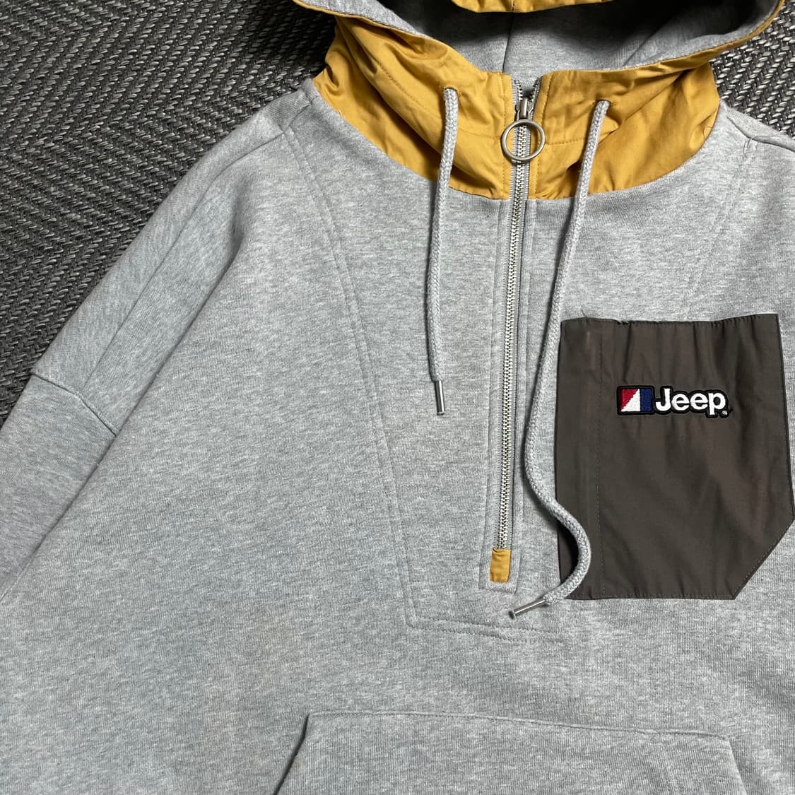 Jeep 믹스 패널 포켓 박시핏 아노락 후드 티셔츠y 5738 상품이미지5