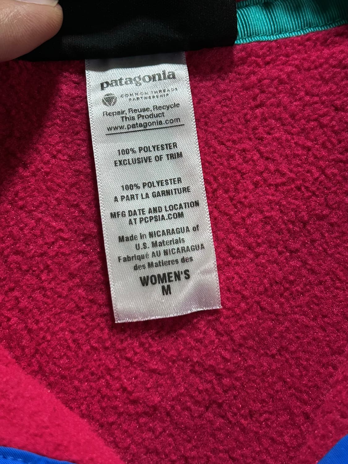 파타고니아 신칠라 풀오버 플리스 스냅티 Made of US Fabric 상품이미지5