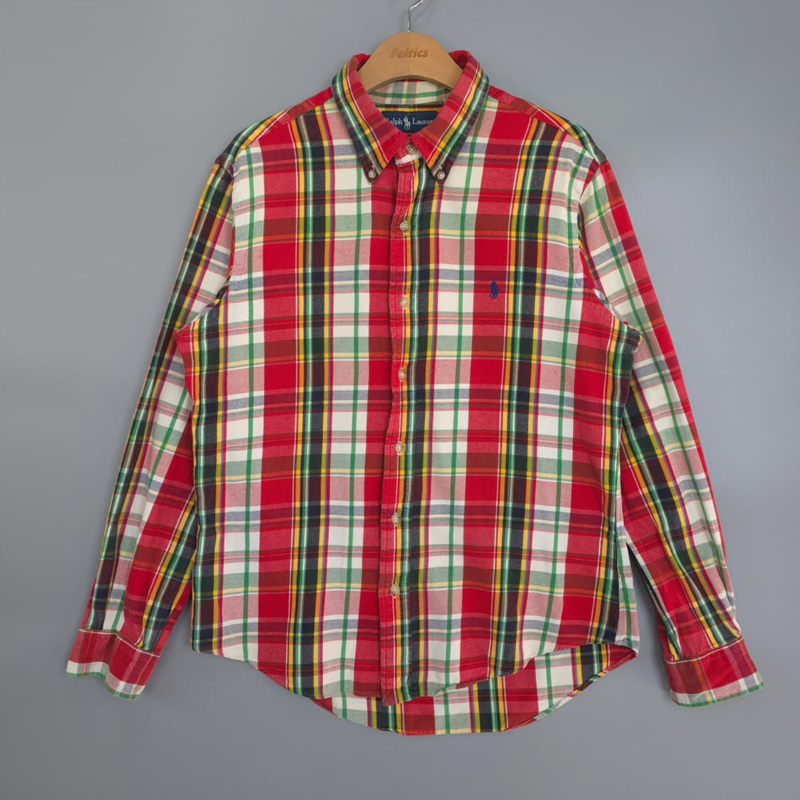 폴로 랄프로렌 POLO 커스텀핏 레드배색 체크 코튼 셔츠 남방 L 상품이미지1