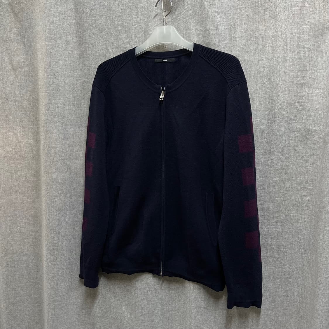 [105] 시스템옴므(SYSTEM) 체크 울 라운드 니트집업 가디건 상품이미지3