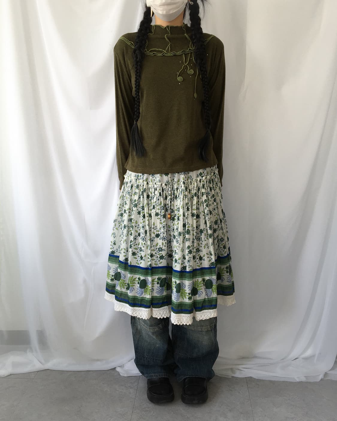 Plants pattern skirt 상품이미지6