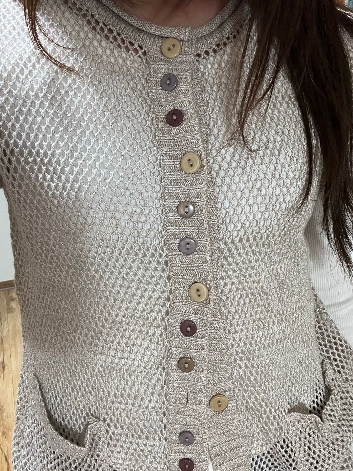 그물 반팔 가디건 상품이미지1