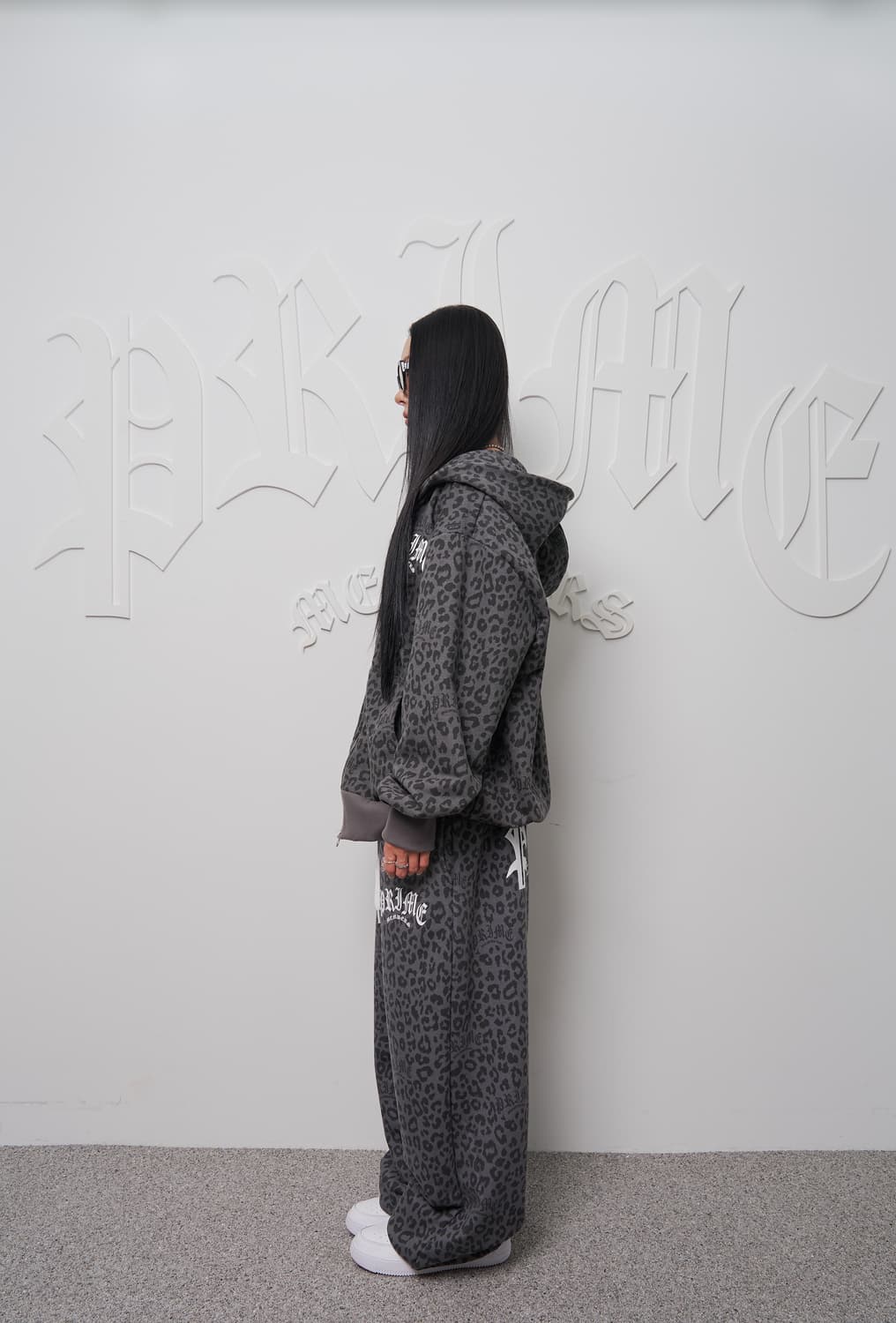 프라임멤버스 레오파드 후드집업 조거팬츠 세트 블랙 상품이미지6