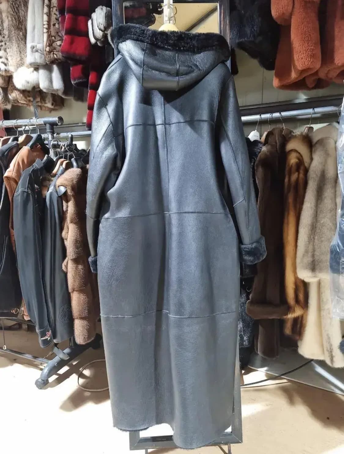 양털 양가죽 맥시 롱 후드 무스탕 상품이미지2