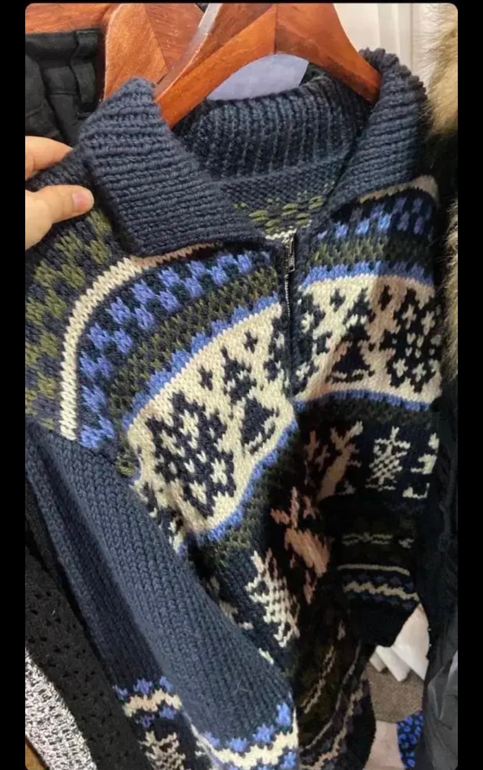 빈티지 노르딕 니트집업 상품이미지2