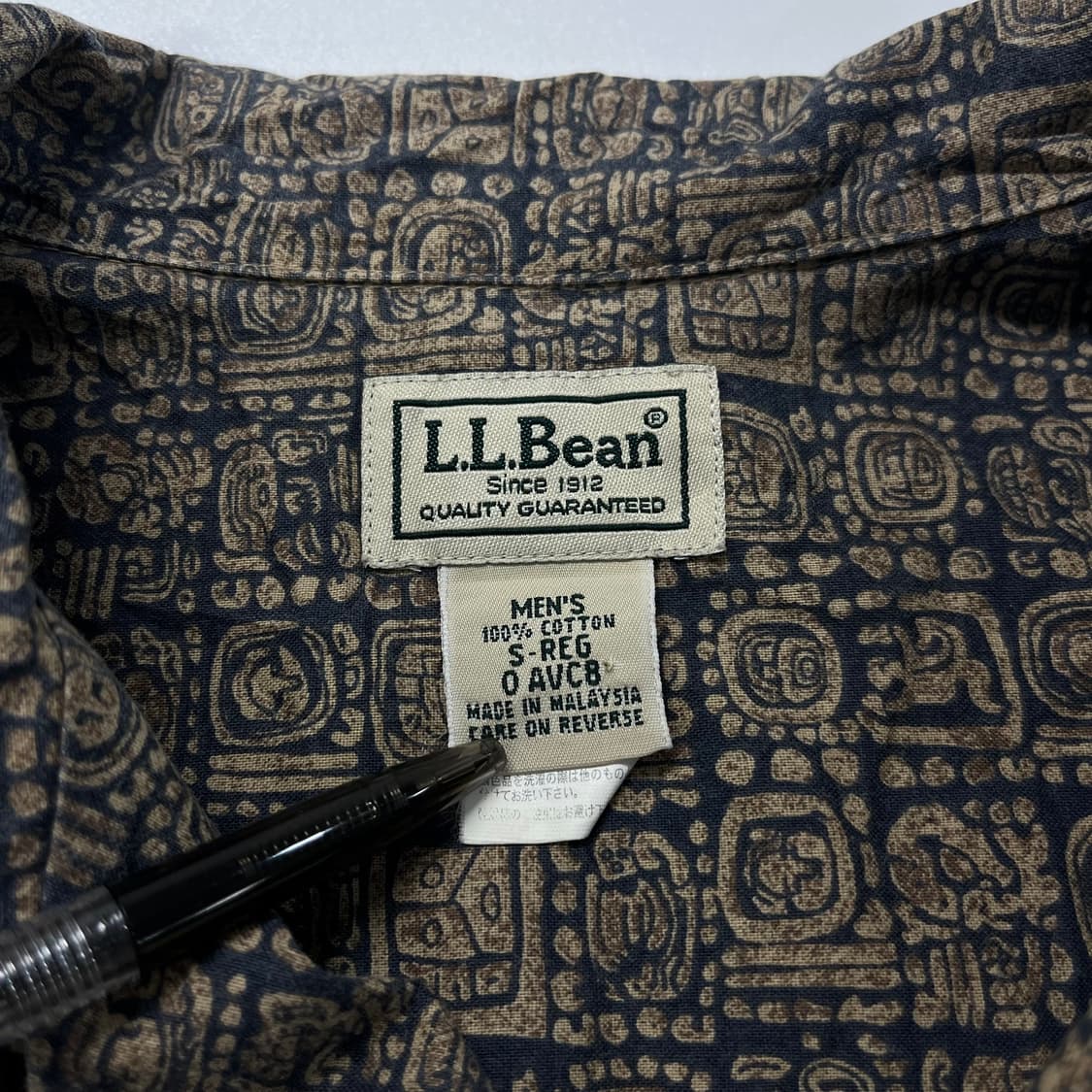 [S] LLBean 엘엘빈 빈티지 코튼 에스닉 반팔 셔츠 상품이미지4