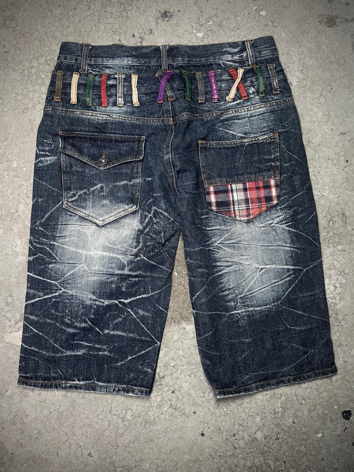 Crushed Check Double Belt Denim Shorts 상품이미지6