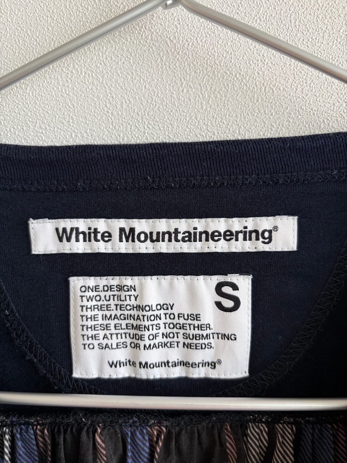 White Mountaineering 체크 배색 티셔츠 상품이미지7