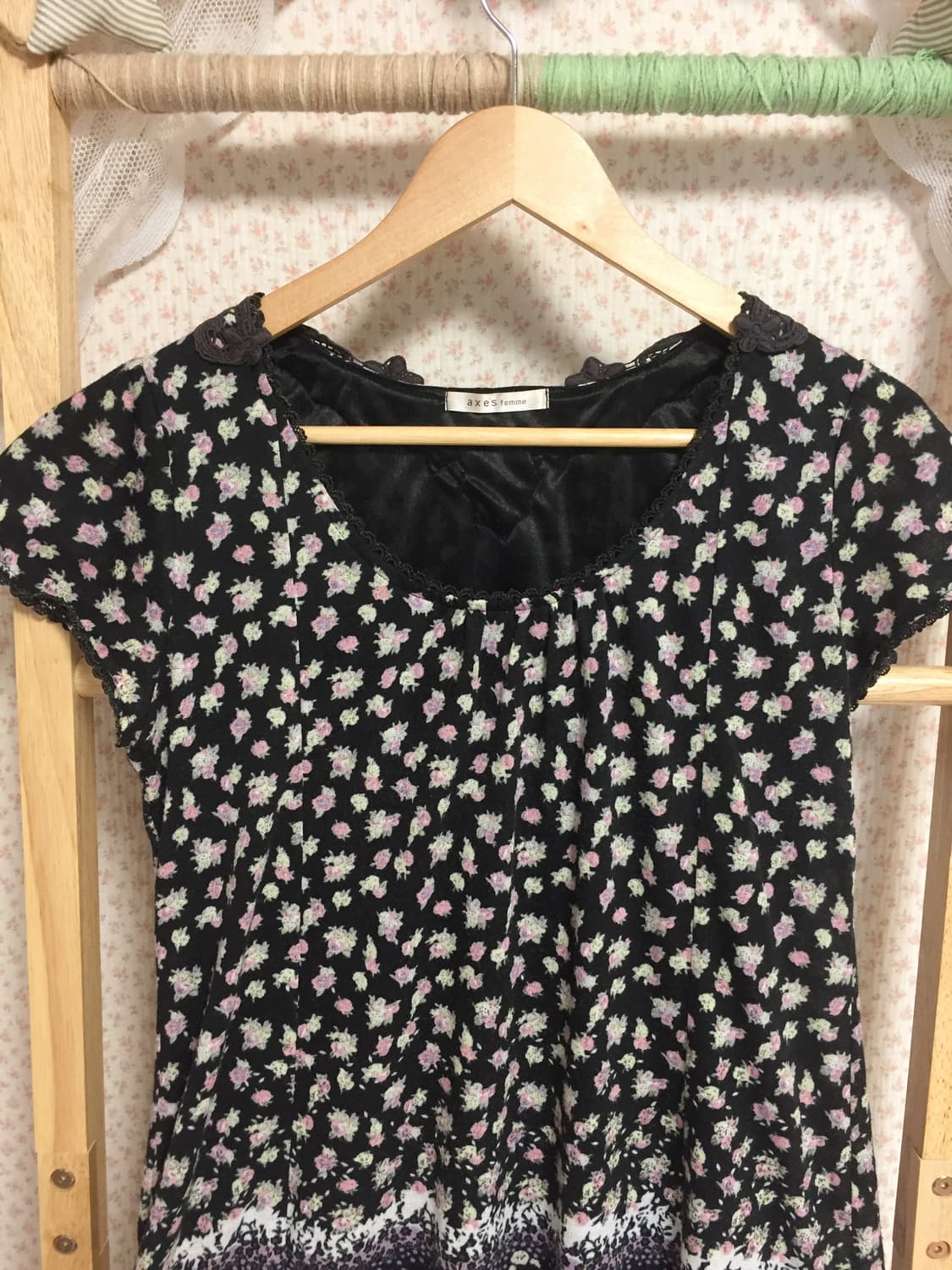 빈티지 엑시즈팜 블랙 플라워 원피스 상품이미지3