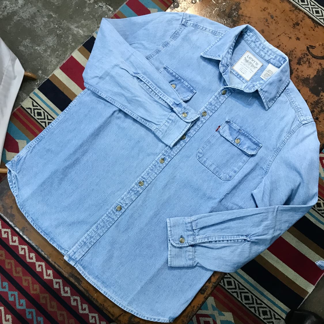 90s 리바이스 투포켓 연중청 데님 셔츠 남성 110 사이즈 상품이미지2