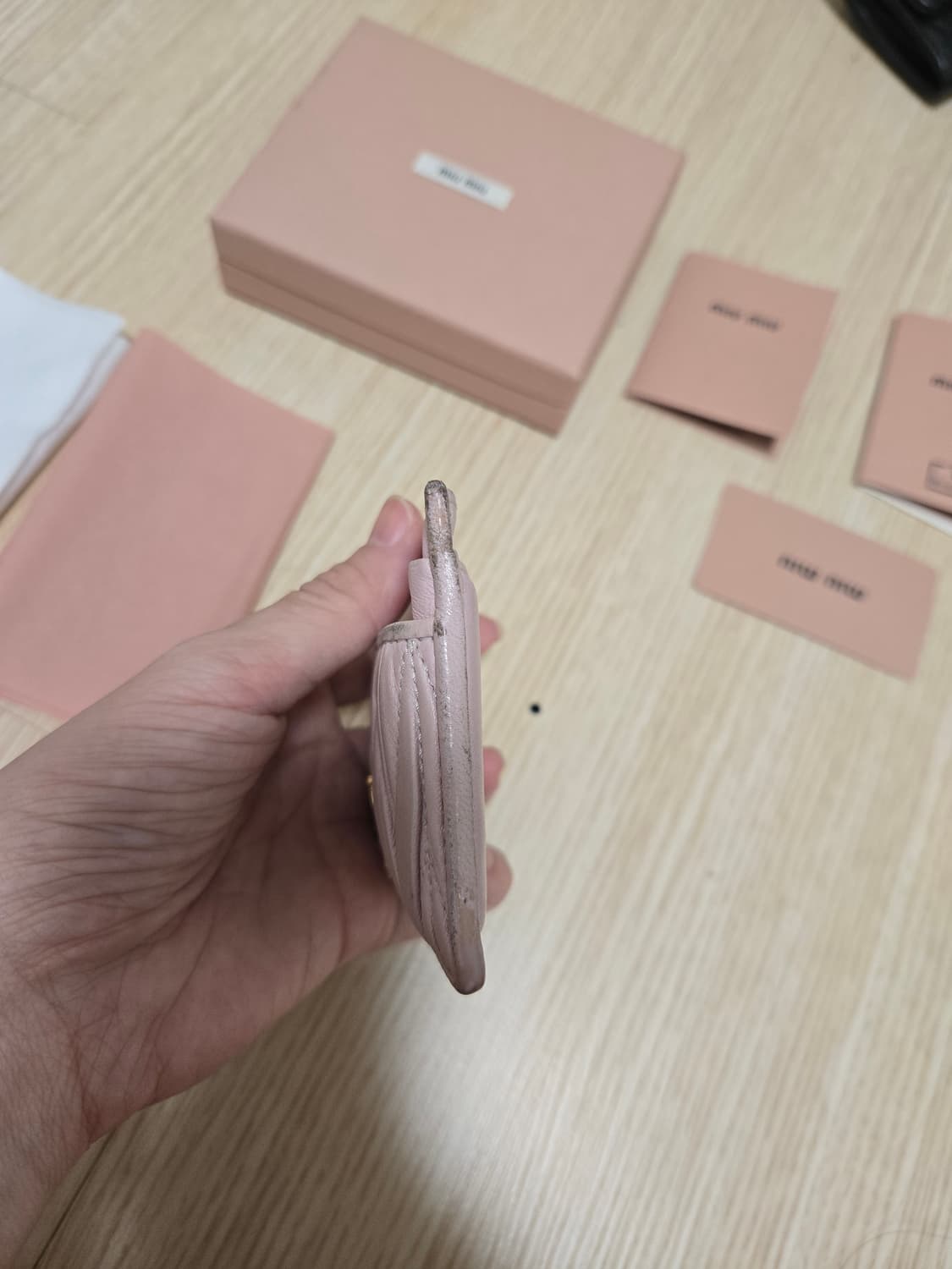 (정품) 미우미우 마테라쎄 카드지갑 엘러베스터 핑크 상품이미지3