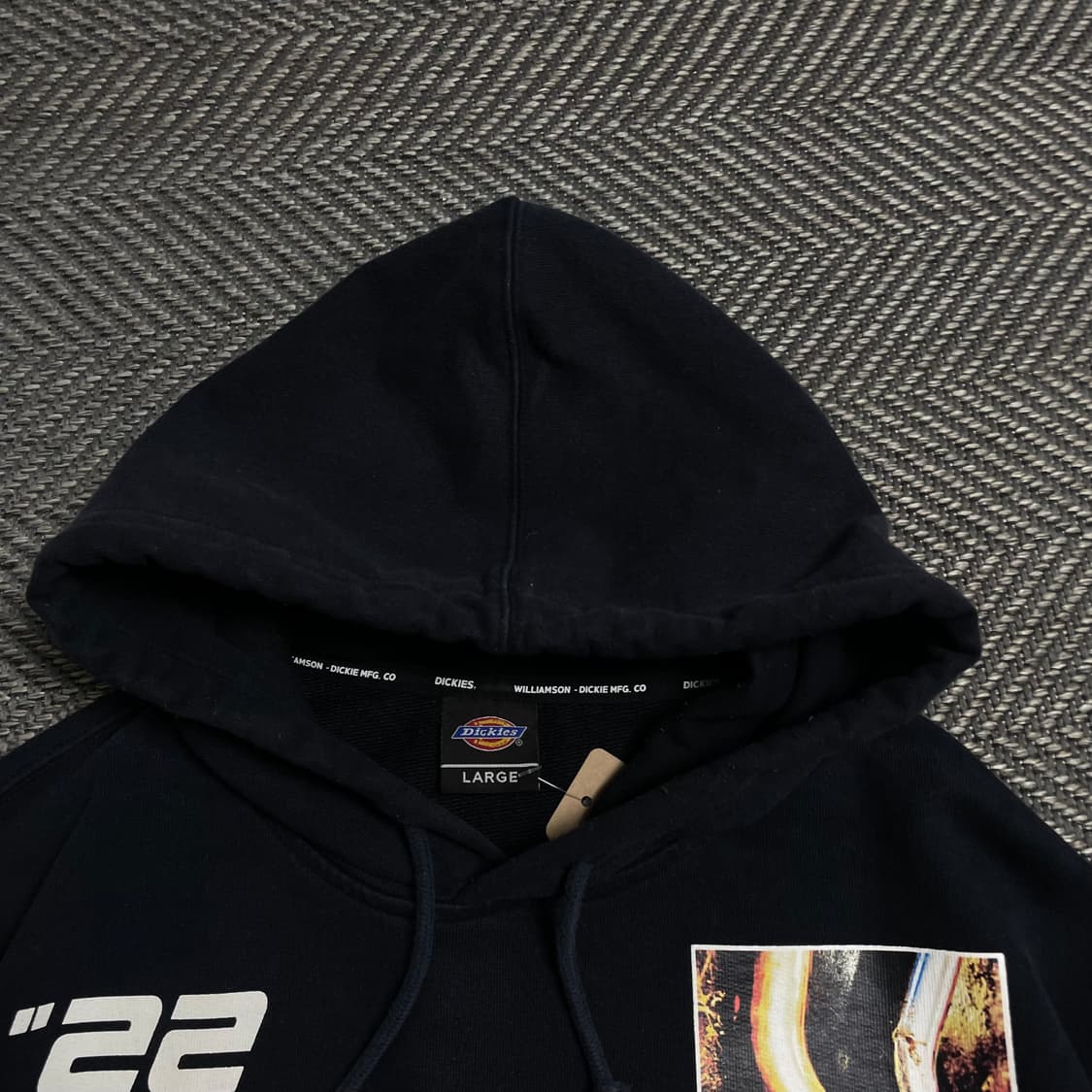 00s 디키즈 패치워크 그래픽 박시핏 후드 티셔츠 y 5340 상품이미지5