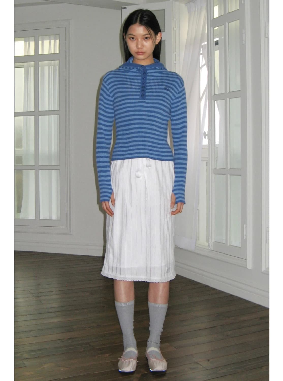 sinoon 스트라이프 후드니트 판매합니다  상품이미지4