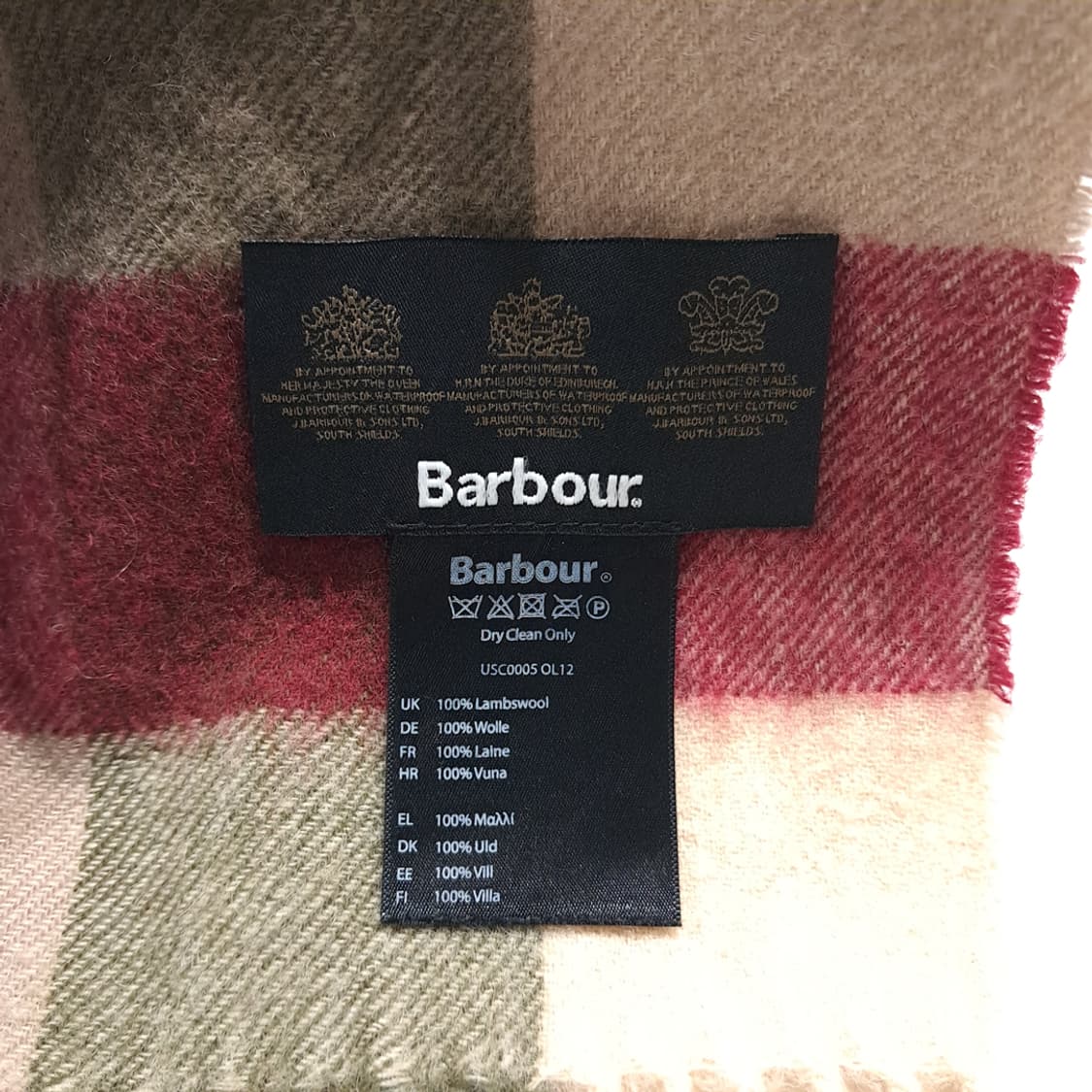 MX541 바버 램스울 블록체크 레드올리브 머플러 목도리 상품이미지4