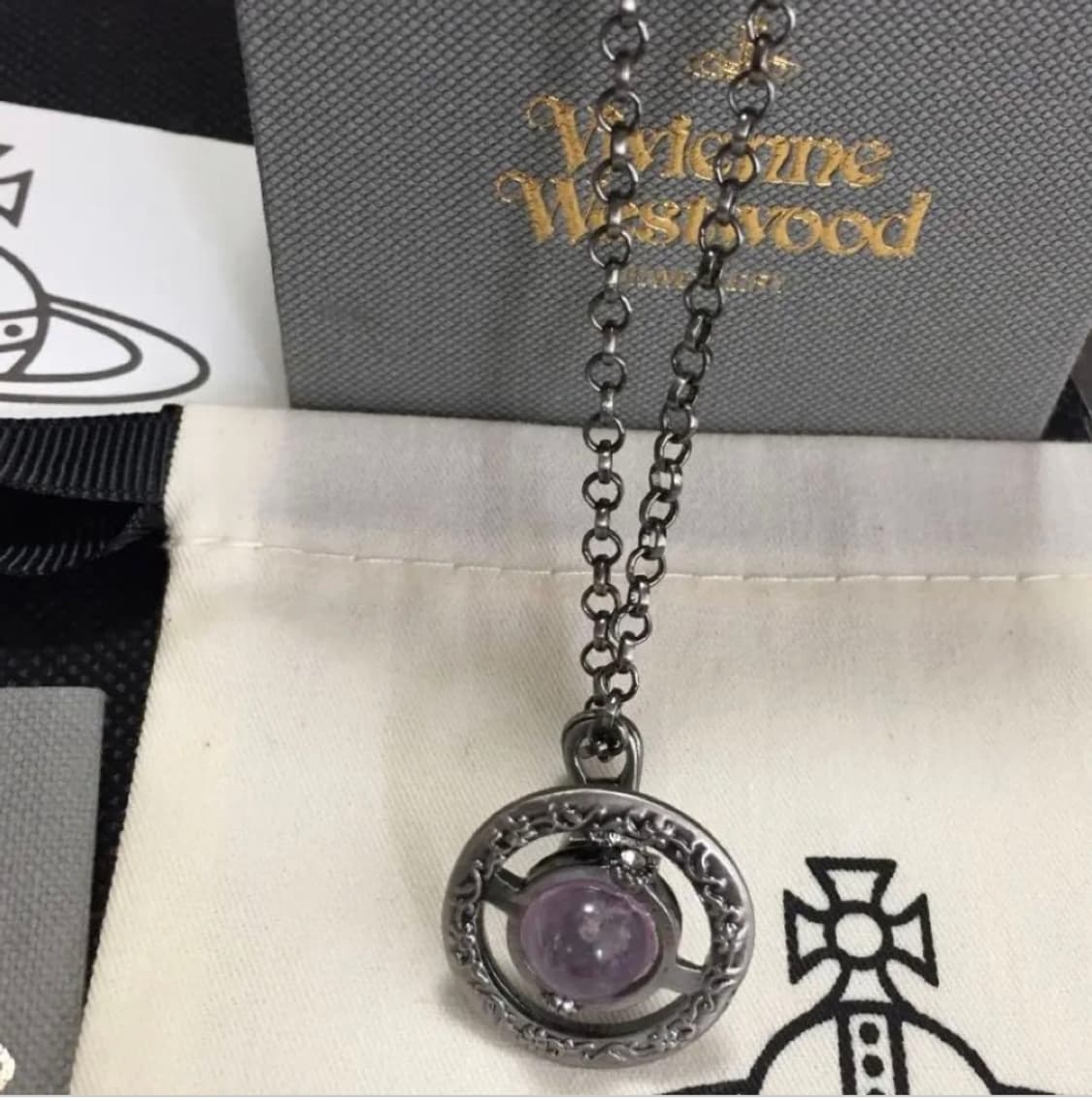 비비안웨스트우드 아카이브 황동 자수정 orb 팬던트 목걸이 상품이미지2