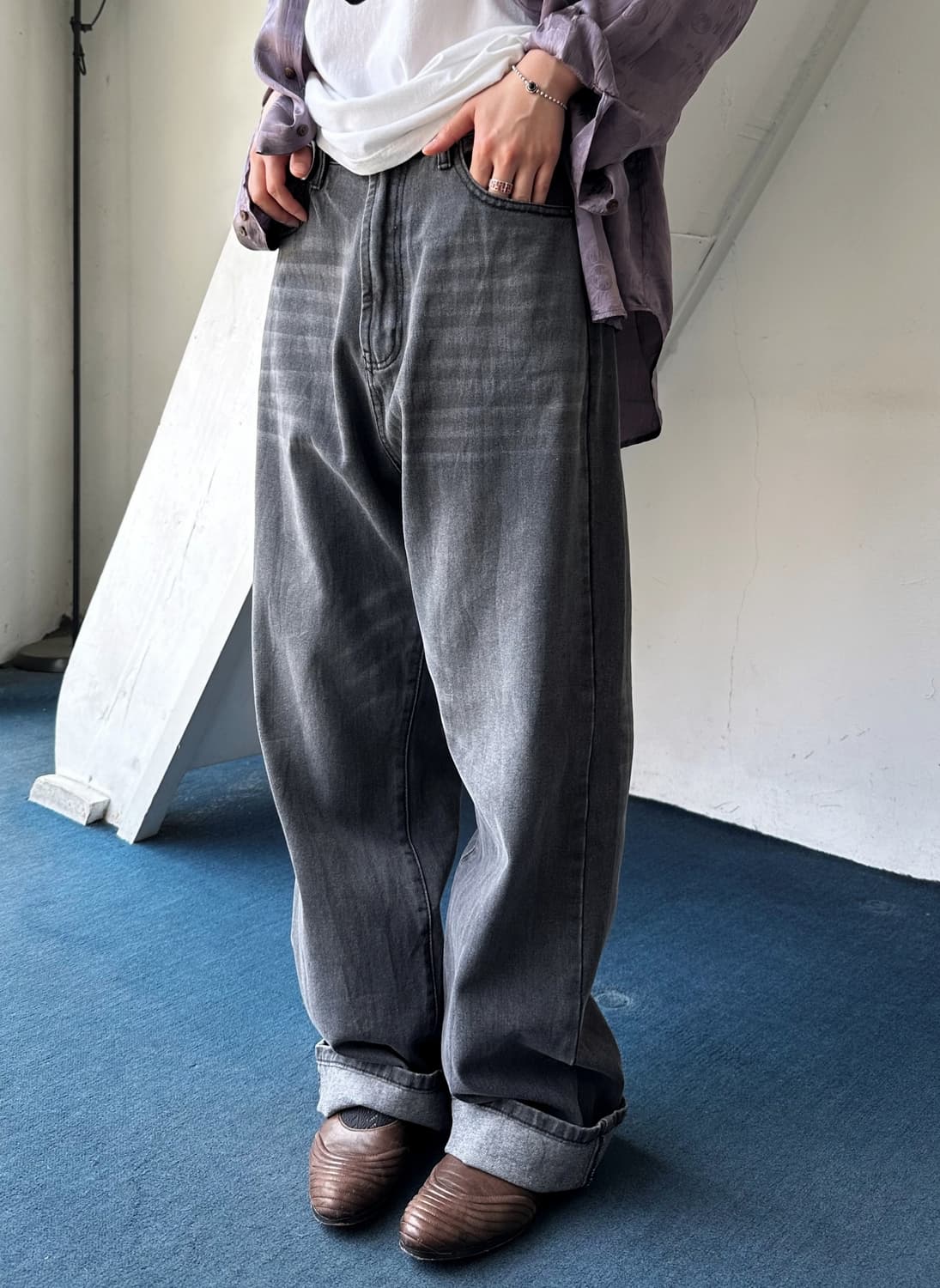 5pkt washed wide denim pants 상품이미지6