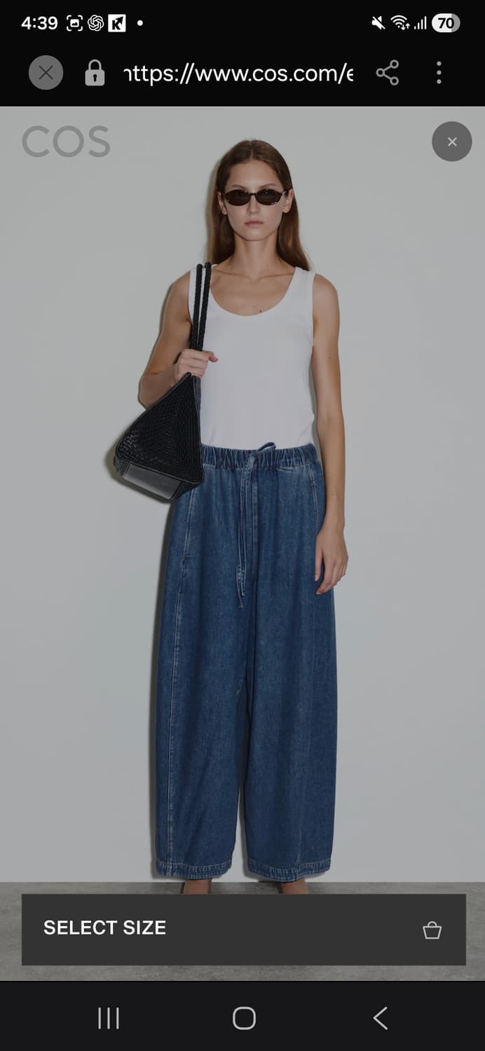 COS 코스 중청 배럴 레그 데님 드로스트링 팬츠 36 상품이미지1