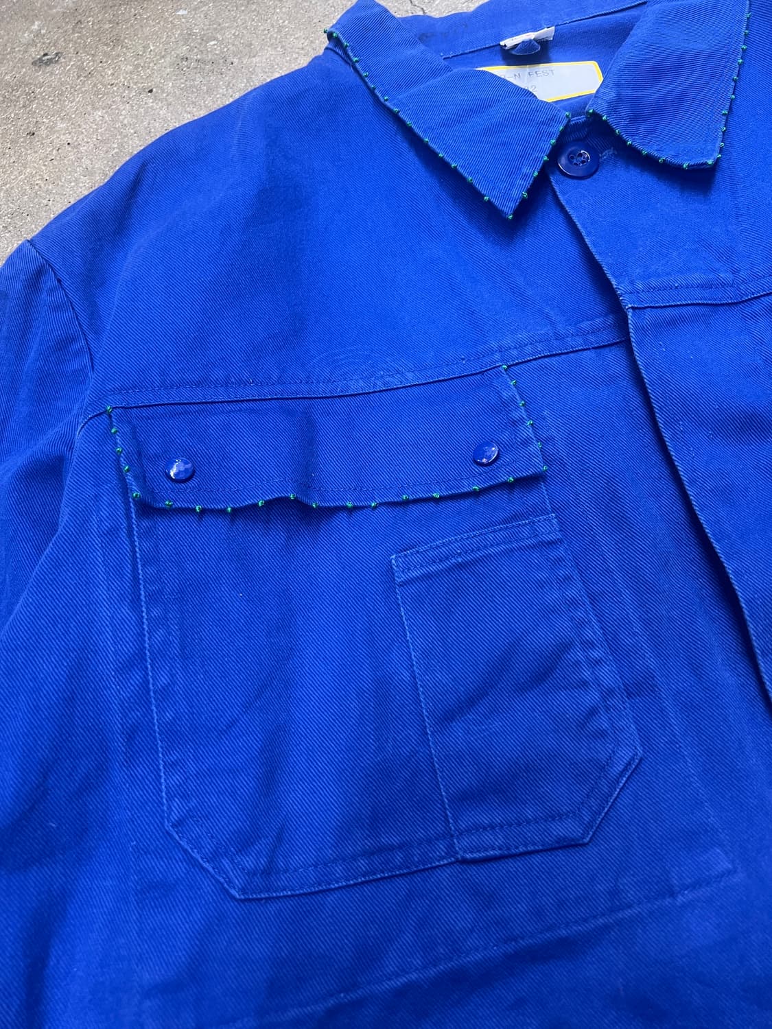 빈티지 프렌치 블루 워크자켓 핸드메이드 자수 상품이미지6