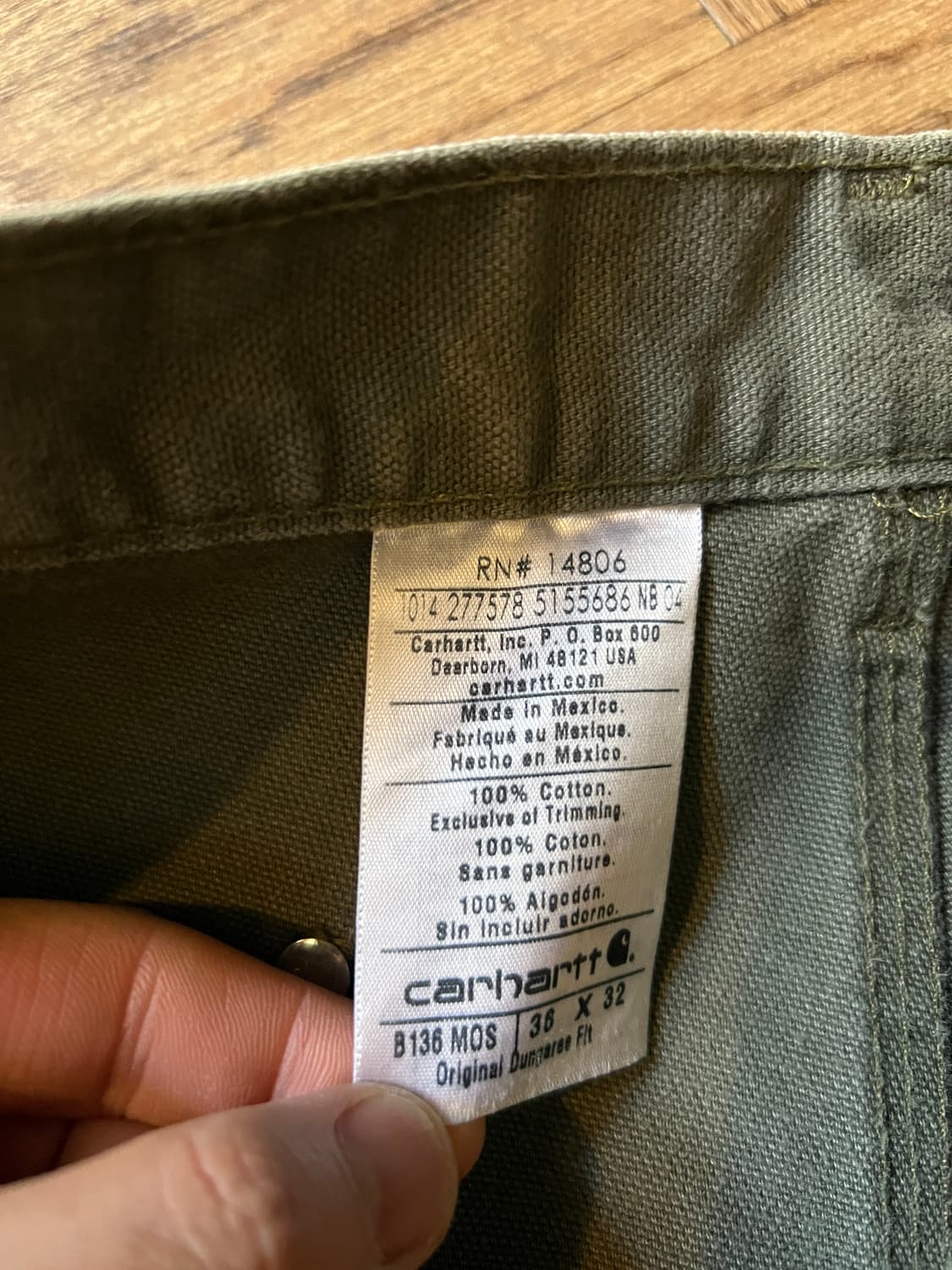 [36]칼하트 USA 더티워싱 모스그린 더블니 워크 팬츠 상품이미지9