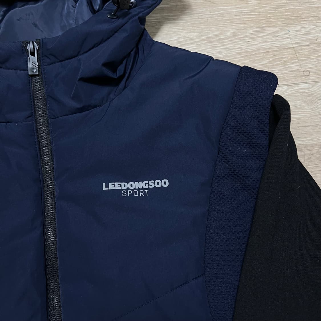 이동수 골프 스포츠 니트 레이어드 후드 경량패딩 [네이비] 2XL/110 상품이미지4