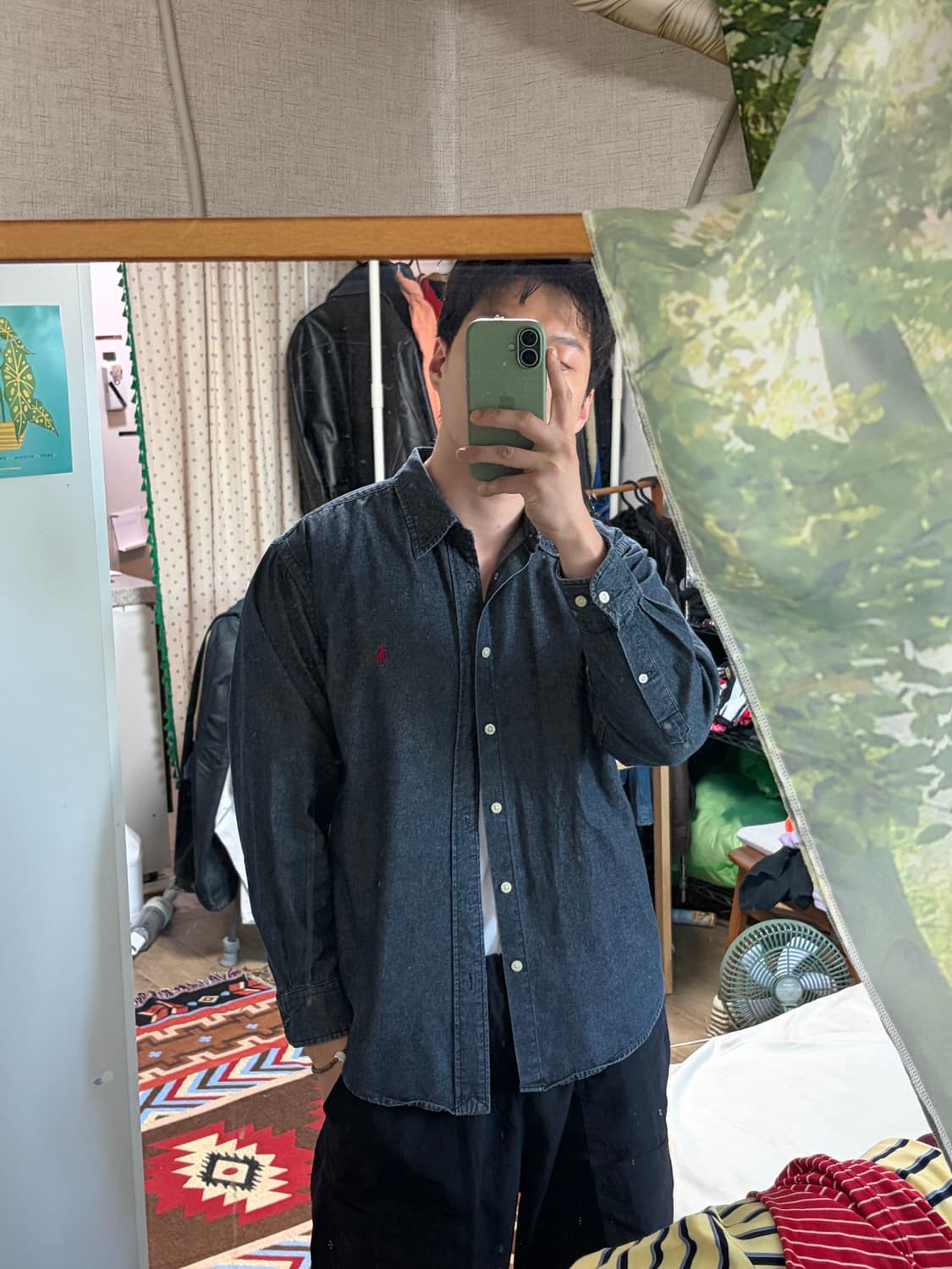 L) 폴로 랄프로렌 흑청 데님 셔츠 레드 포니 홍콩판 상품이미지9