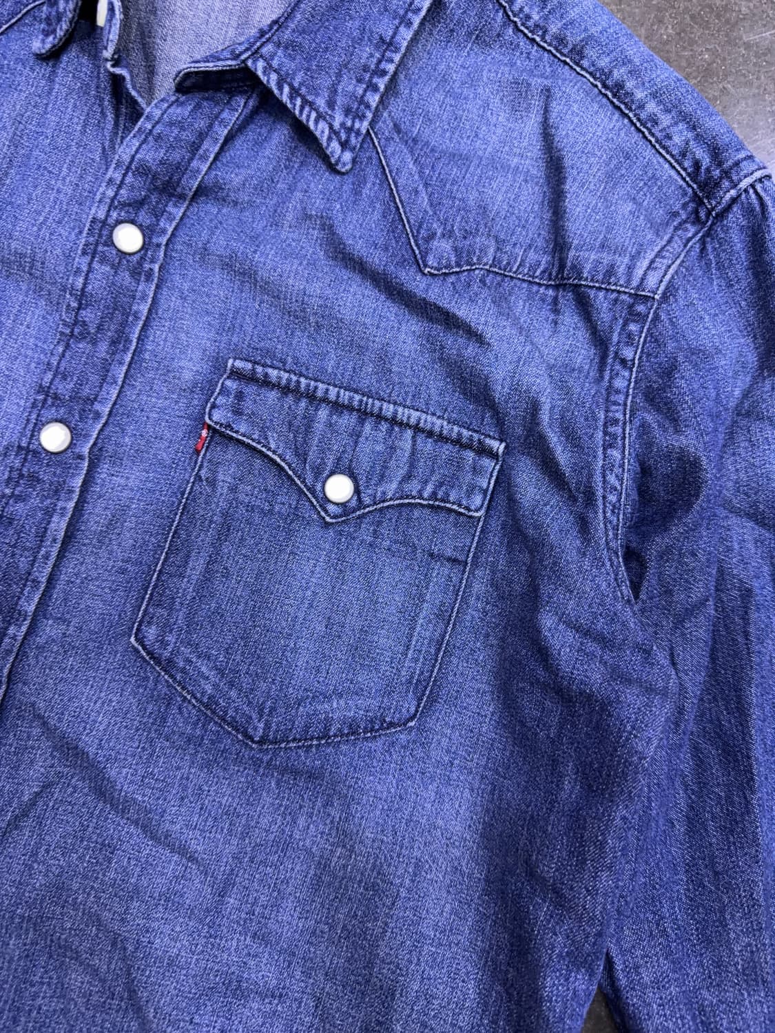 리바이스 빈티지 워싱 웨스턴셔츠 청남방 데님셔츠 인디고 M 상품이미지5