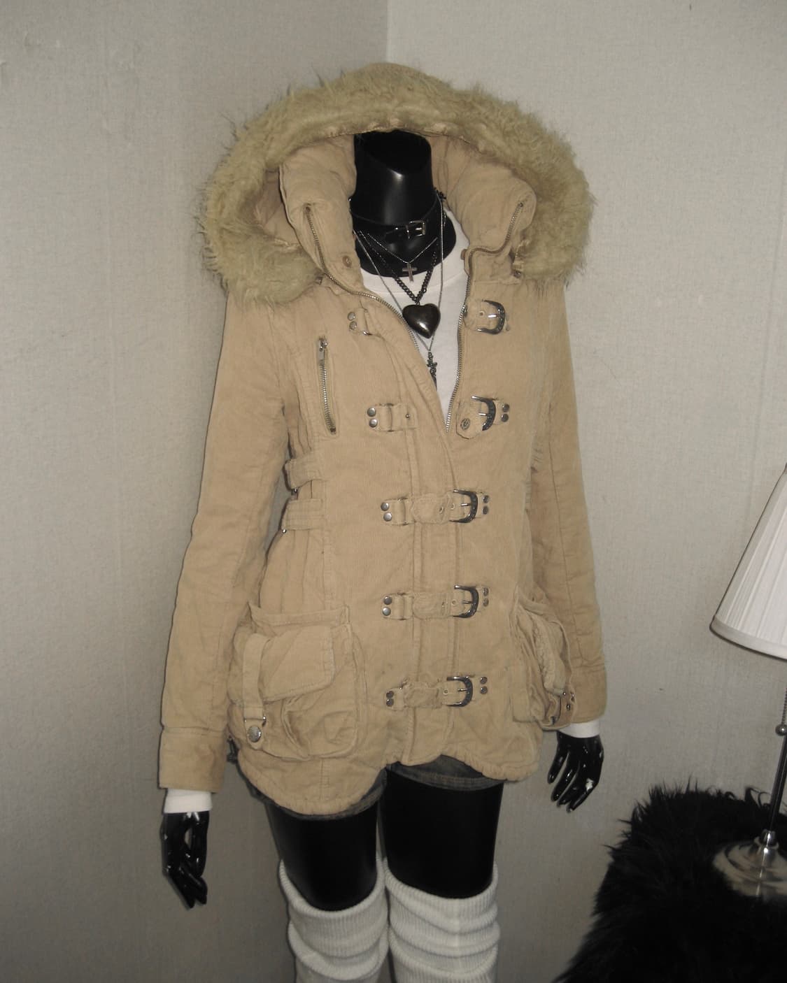 BACKS 코듀로이 하이넥 버클 코트 자켓 y2k 모리걸 상품이미지7