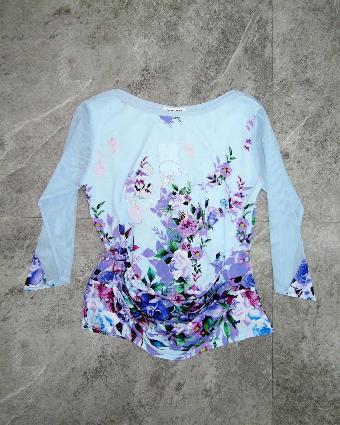 INIZIO Light Blue See-Through Tops 상품이미지1
