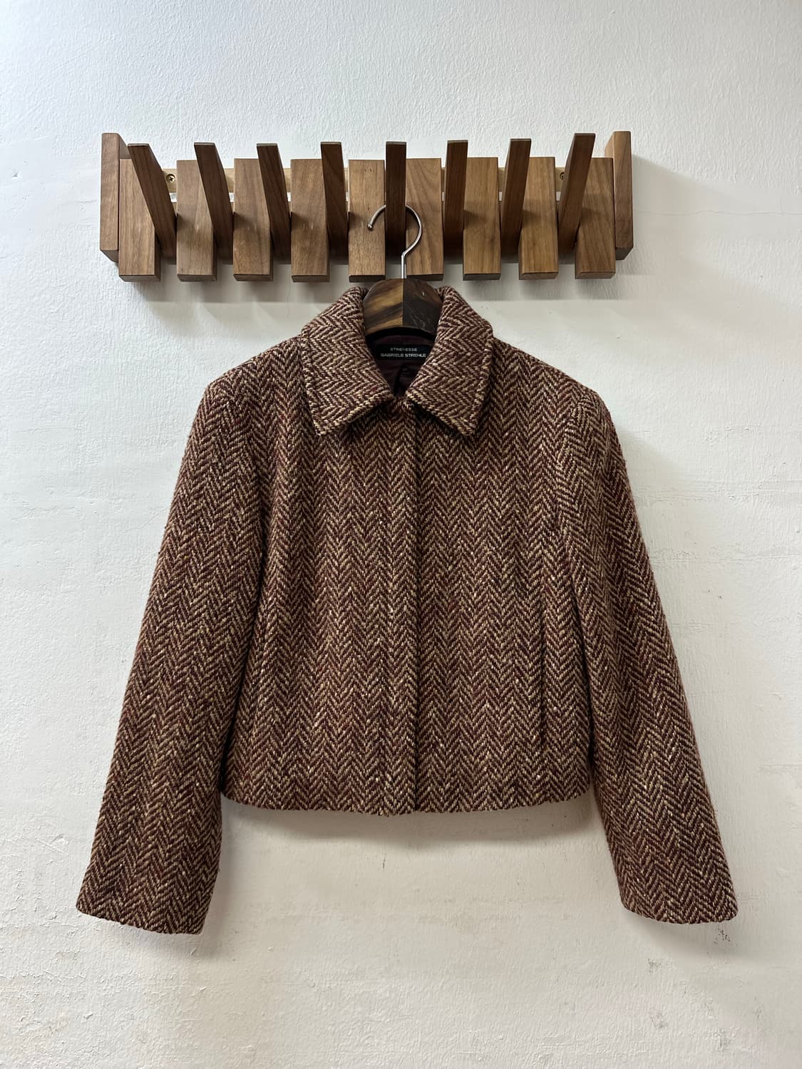 일본빈티지 버진울100% 헤링본 숏 코트 상품이미지1