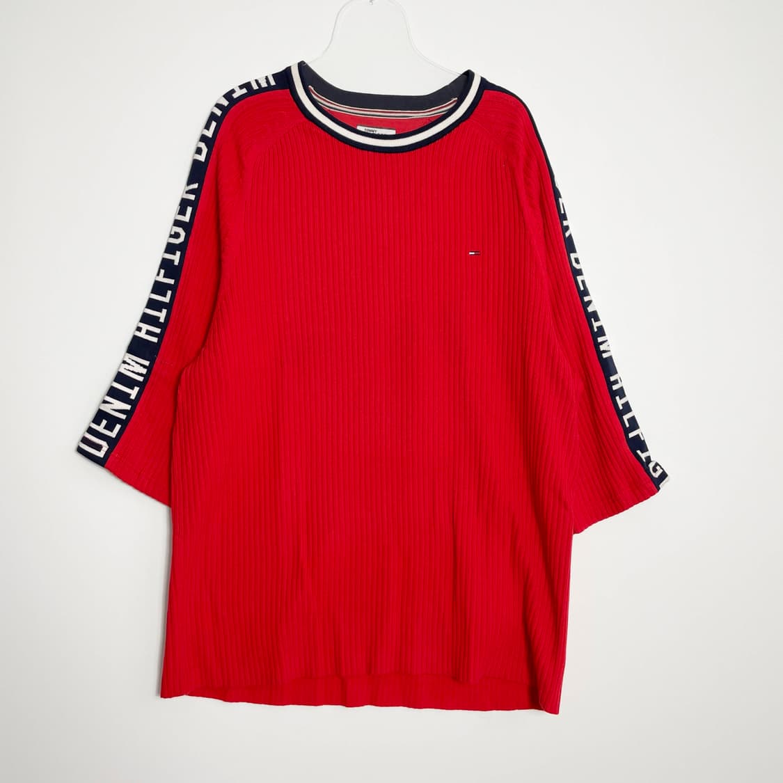 D2 타미힐피거 빈티지 레터링 라인 니트 XXL사이즈 상품이미지1