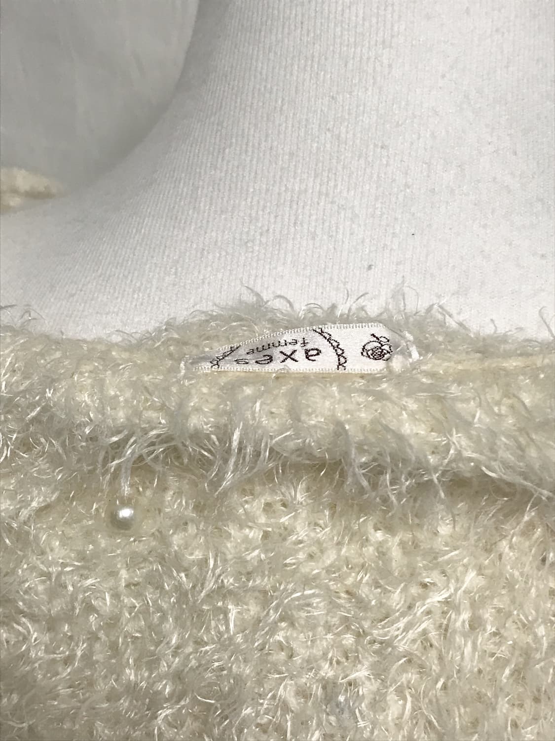 빈티지 액시즈팜 히메갸루 라떼갸루 진주 레이스 오프숄더 니트 상품이미지4