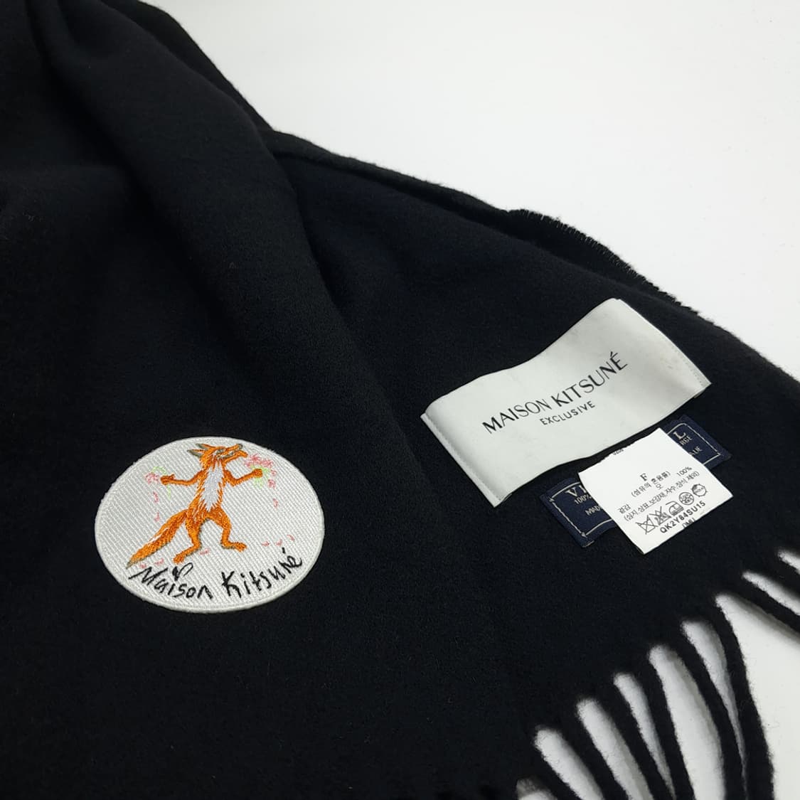 MX103 메종드 키츠네 블랙 버진울 빅사이즈 목도리 머플러 상품이미지3