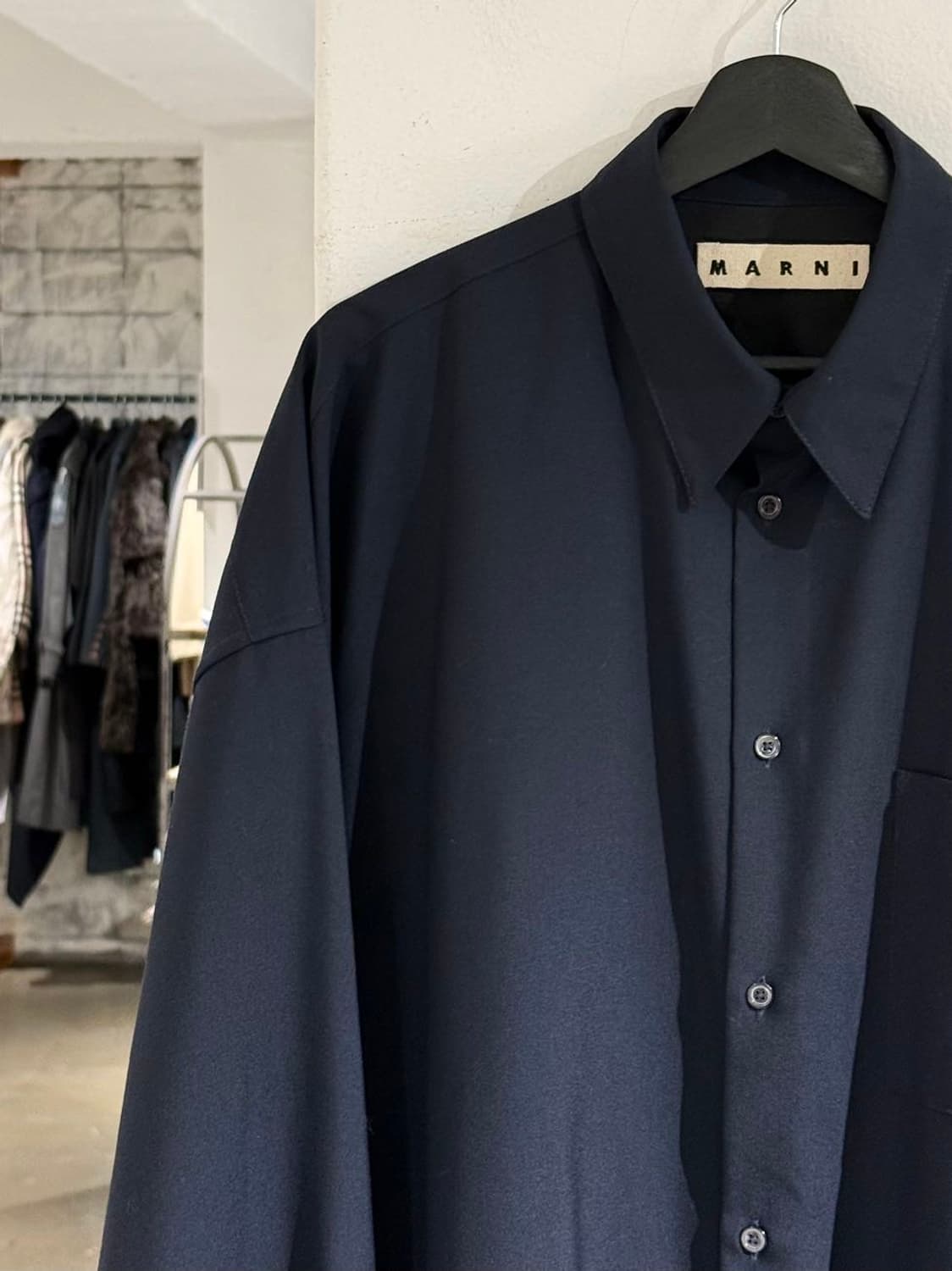 마르니 네이비 라나 버진 울 셔츠 상품이미지2