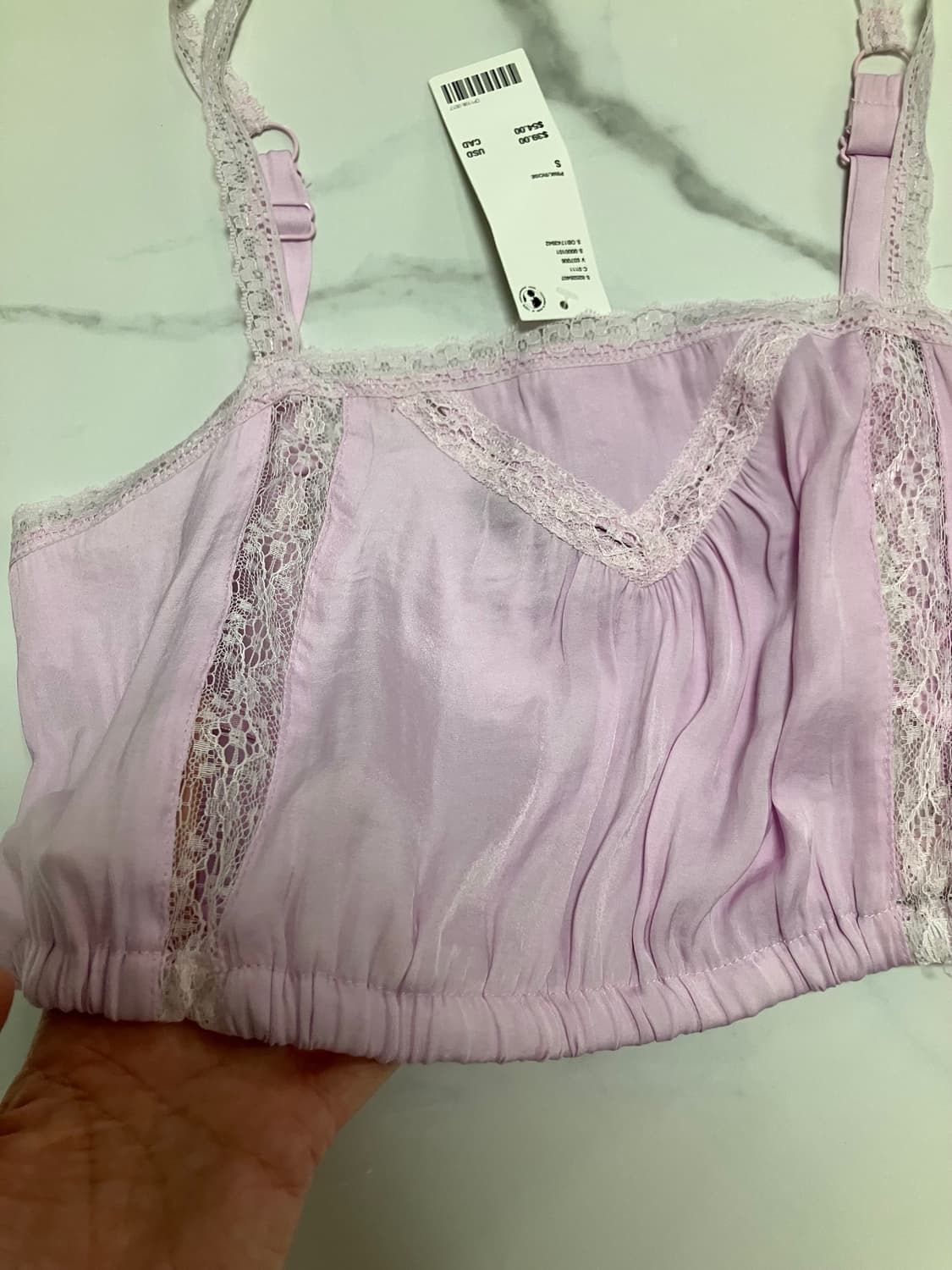 얼반아웃피터스 핑크 레이스 캐미 탱크탑 벌룬 핏 리본 상품이미지4