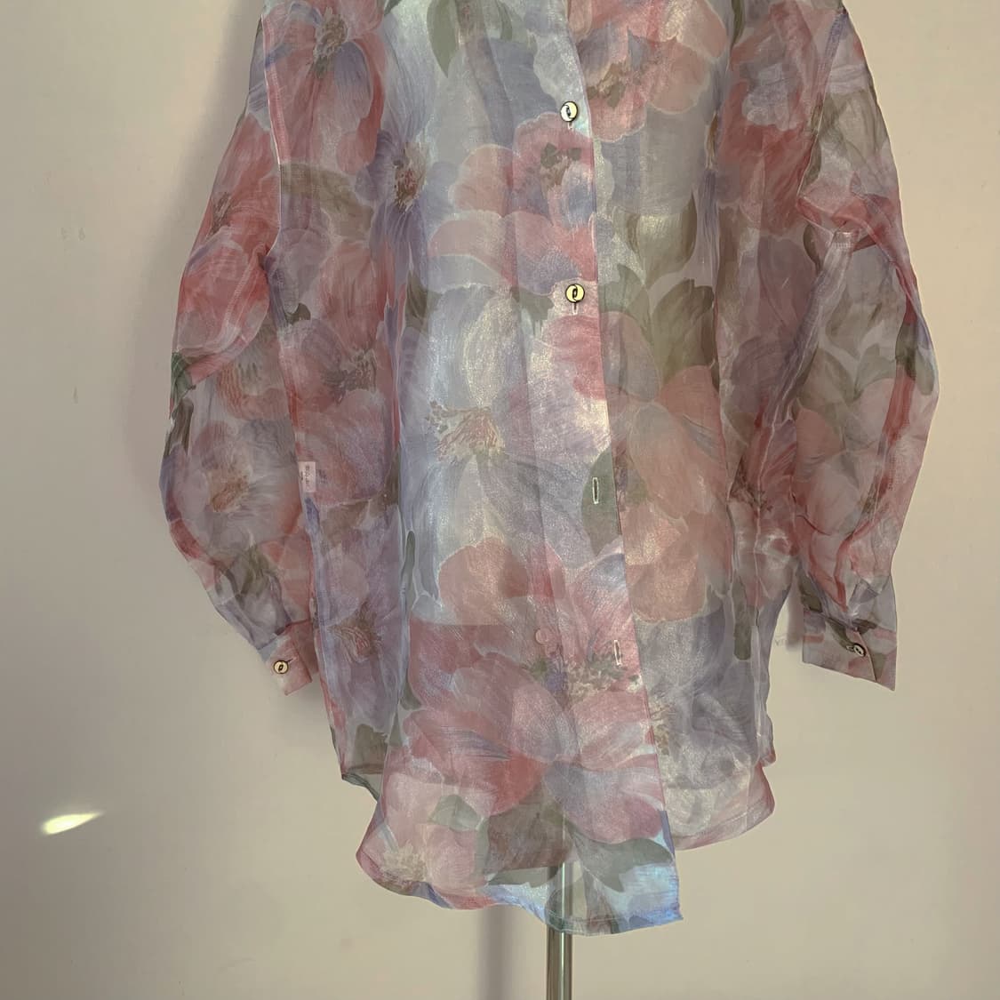 빈티지 셔츠 오긴자 셔츠 시스루 셔츠 페어리 셔츠 달천깔 플라워 셔츠 상품이미지2