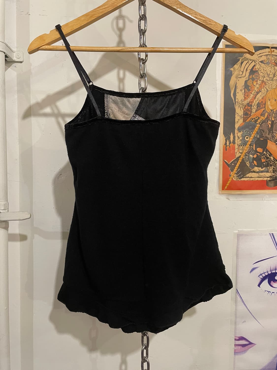 ozz on 오즈온 벨벳 레이어드 패치워크 레이스 블랙 니트 슬리브리스 상품이미지5