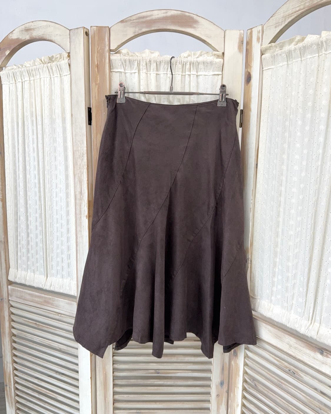 Deep brown suede midi skirt 상품이미지6