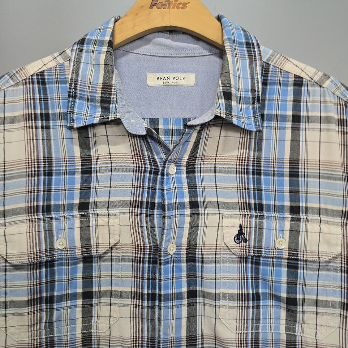 빈폴(BEAN POLE) 남성 체크 반팔 셔츠 100 상품이미지2