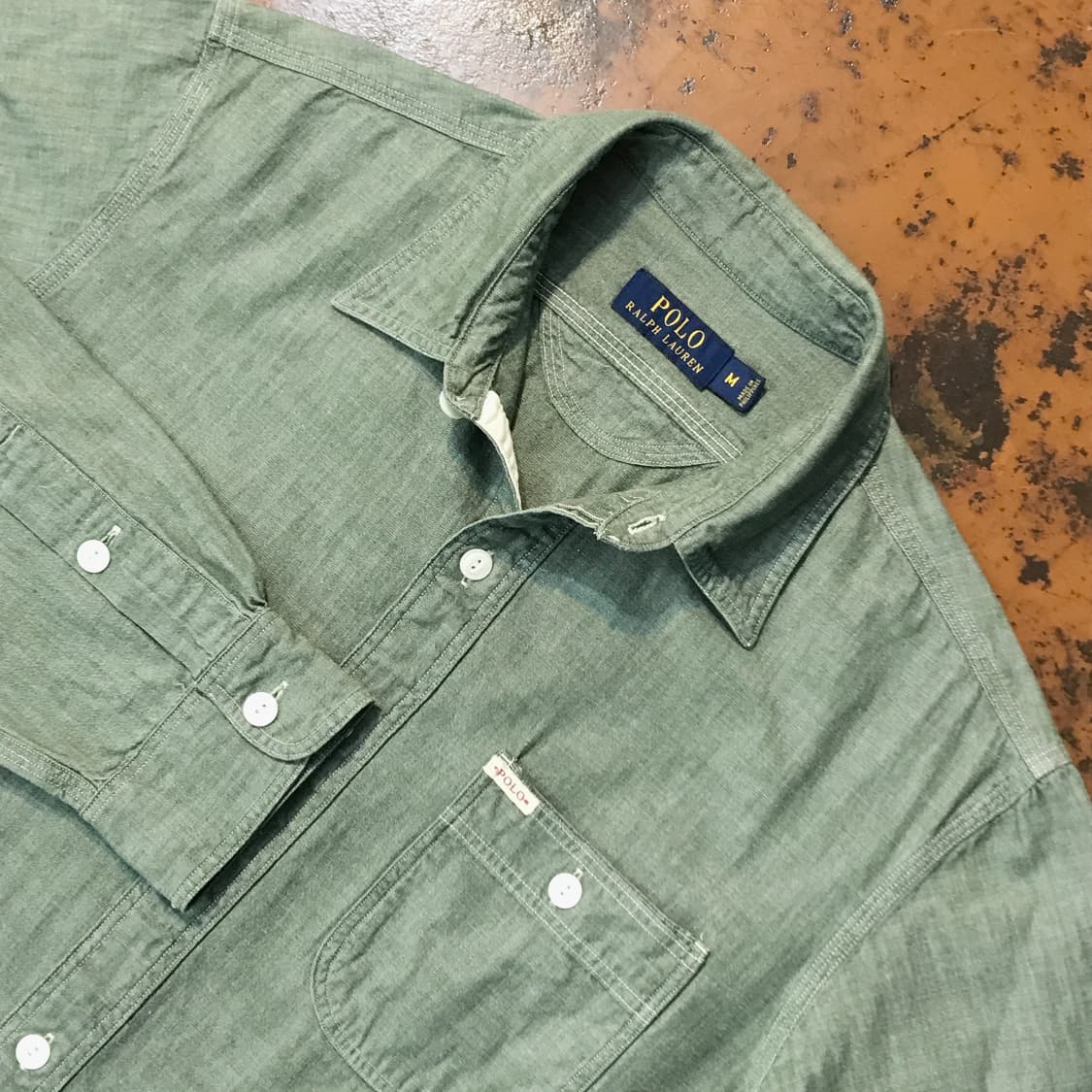 폴로랄프로렌 원포켓 카키 코튼 셔츠 남성 102 105 여성 프리사이즈 상품이미지3